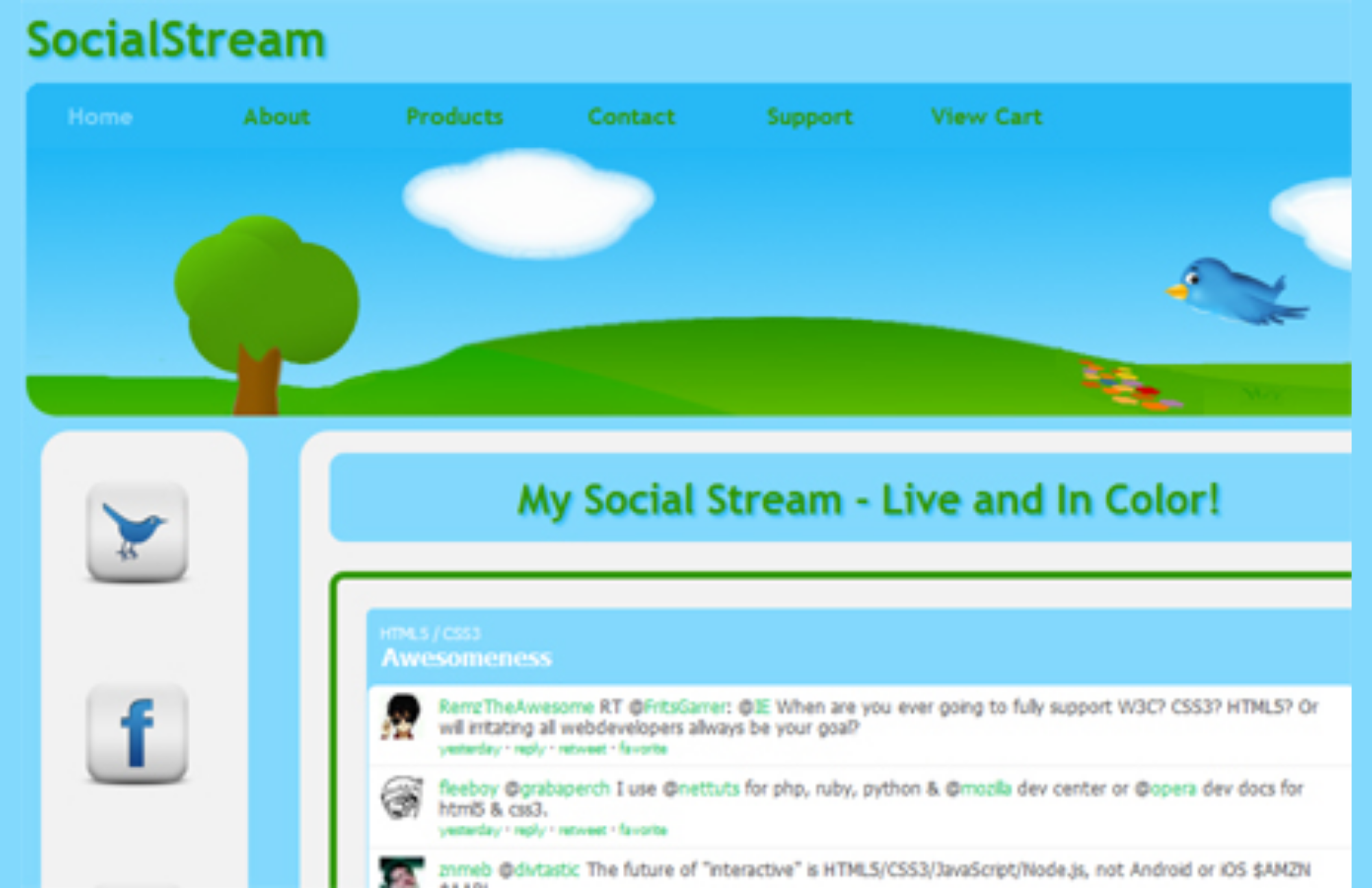 Social Stream template with its tree and bird artwork featured image