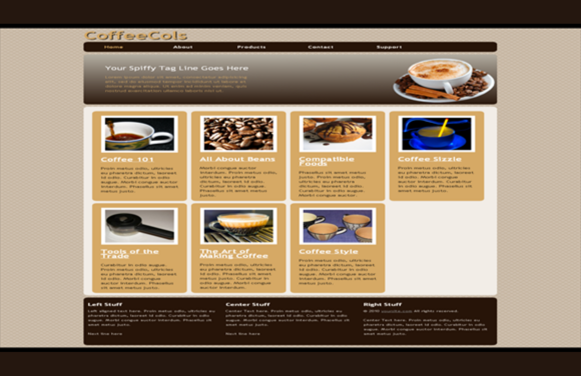 CoffeeCols template with columns