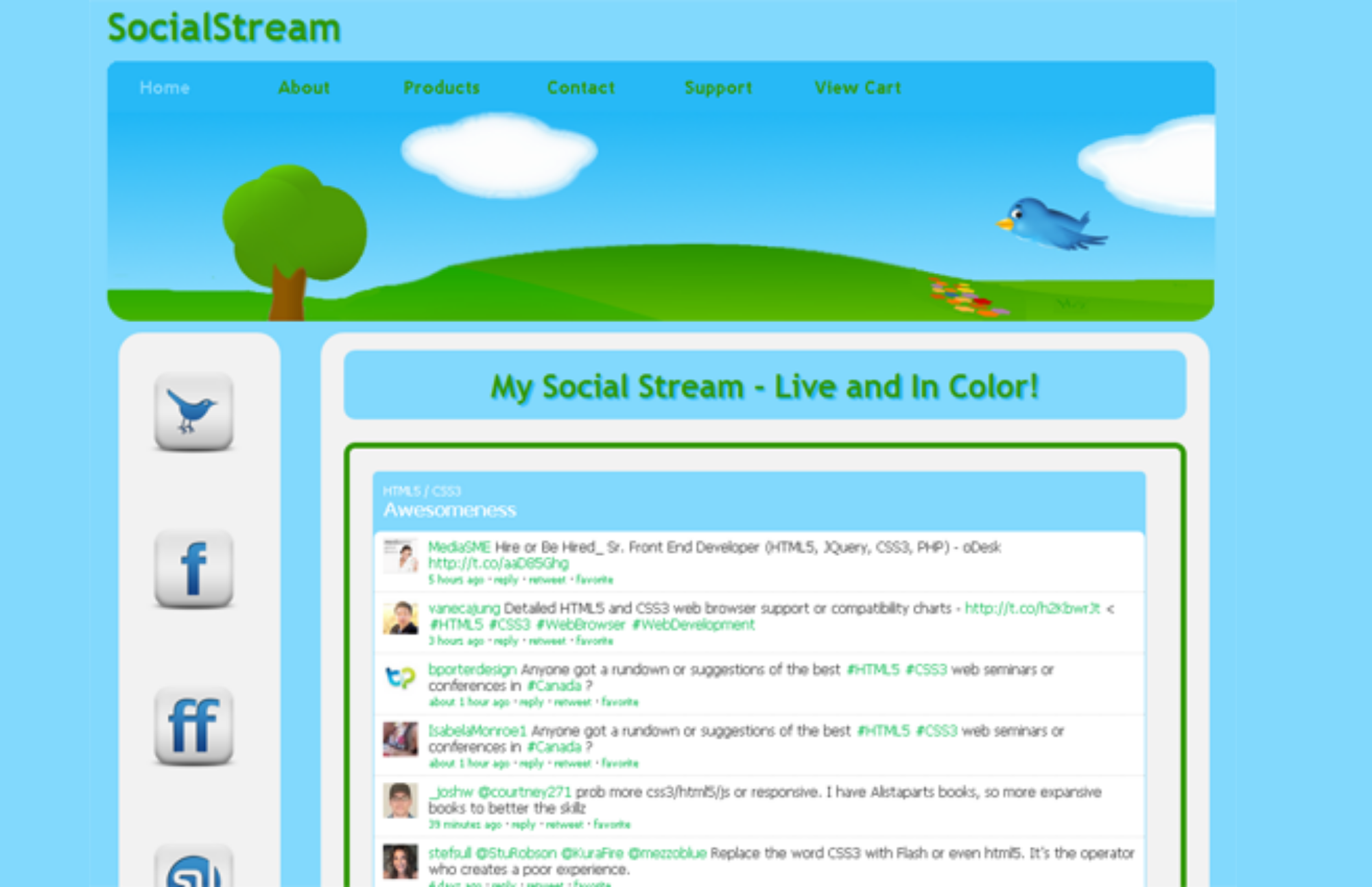 Social Stream HTML5 And CSS3 Template - Generating A Fantastic Networking Live Stream