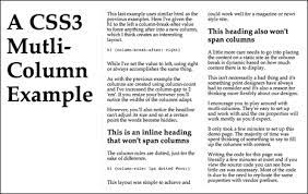 A CSS3 multi column layout on website