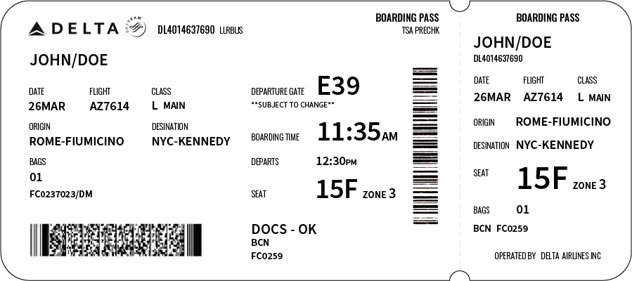 Boarding pass in usa